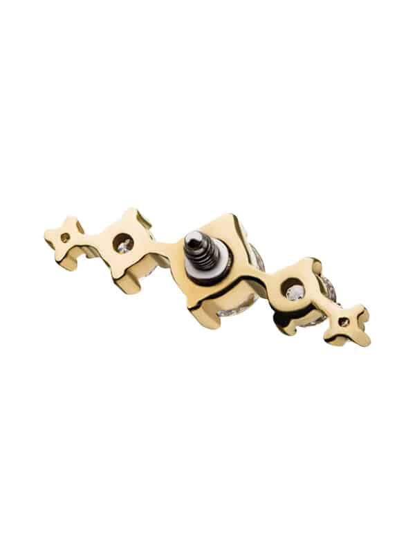 5-Gem Cluster Threaded Stud Earring, 18k Yellow Gold