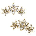 3-Flower Garland Threaded Stud Earring, Medium, 14k Yellow Gold