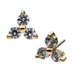 Trinity Push-In Stud Earring, 14k Yellow Gold, Medium