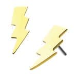 Lightning Bolt Push-In Stud Earring, Double, 14k Yellow Gold