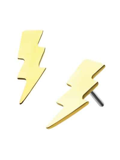 Lightning Bolt Push-In Stud Earring, Double, 14k Yellow Gold