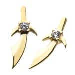 Dagger Gem Push-In Stud Earring, 14k Yellow Gold