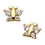 Butterfly Push-In Stud Earring, 14k Yellow Gold