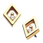 Diamond Shape Push-In Stud Earring, 14k Rose Gold