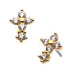 Pave Cross Push-In Stud Earring, 14k Yellow Gold