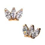 3-Marquise Fan Push-In Stud Earring, Mini, 14k Rose Gold