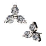 Trinity Push-In Stud Earring, 14k White Gold, Medium