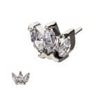 3-Marquise Fan Push-In Stud Earring, Mini, 14k White Gold