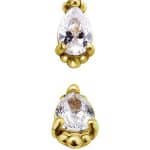 Mini Beaded Pear Push-In Stud Earring, 18k Yellow Gold