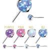 Created Opal Orb Push-In Stud Earring, Titanium