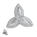 3 Petal Gem Flower Threaded Stud Earring, 14k White Gold
