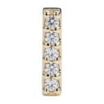 5-Gem Pave Bar Push-In Stud Earring, 14k Yellow Gold