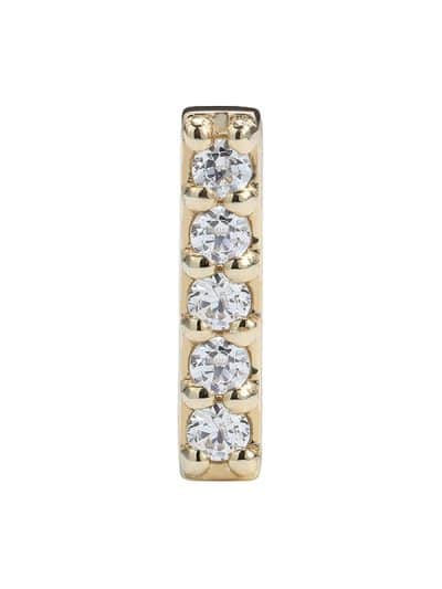 5-Gem Pave Bar Push-In Stud Earring, 14k Yellow Gold