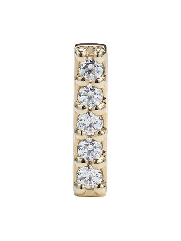 5-Gem Pave Bar Push-In Stud Earring, 14k Yellow Gold