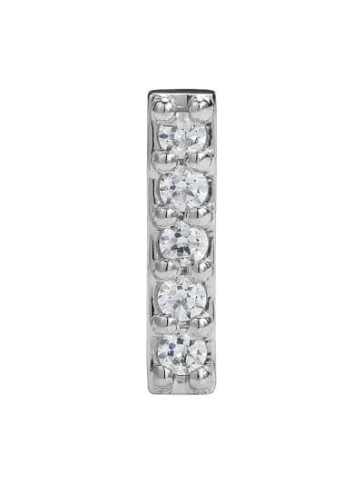 5-Gem Pave Bar Push-In Stud Earring, 14k White Gold