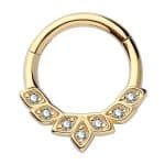 7-Gem Petal Daith Clicker Earring, 14k Yellow Gold, 8-10mm