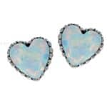 Anatometal Created Opal Heart Threaded Stud Earring, 18k White Gold