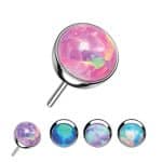 Created Opal Push-In Stud Earring, Titanium