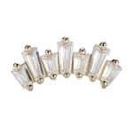 Baguette Fan Threaded Stud Earring, 14k Yellow Gold