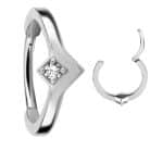Gem Tiara Clicker Earring, Conch Ring, Steel