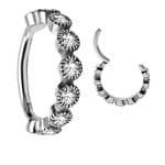 Bezel Set Clicker Earring, Conch Ring, Steel