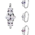 Marquise w Pear CZ Clicker Earring, Conch Ring, Steel
