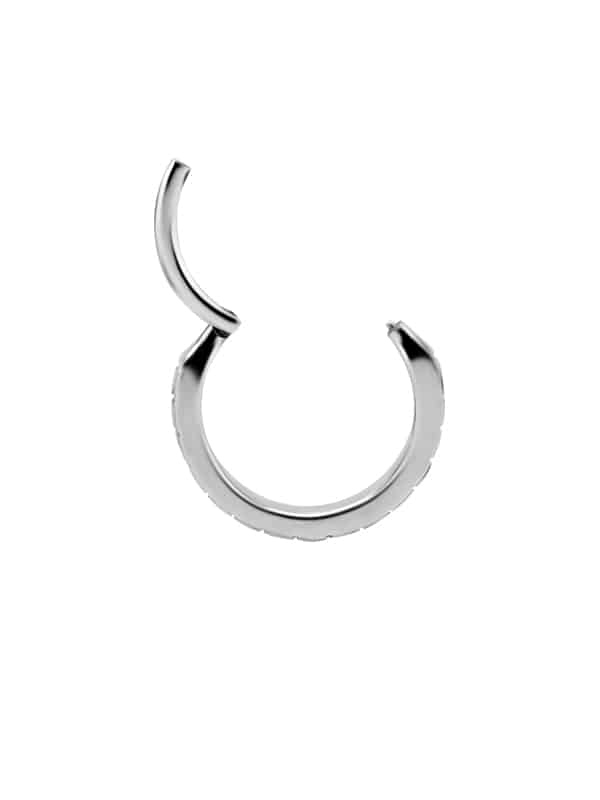 Square CZ Eternity Clicker Earring, Conch Ring, Steel