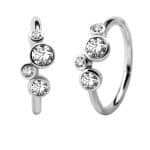 4-Bezel Set CZ Clicker Earring, Conch Ring, Steel
