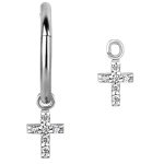 Pave Cross Charm for Clicker Hoop, Steel