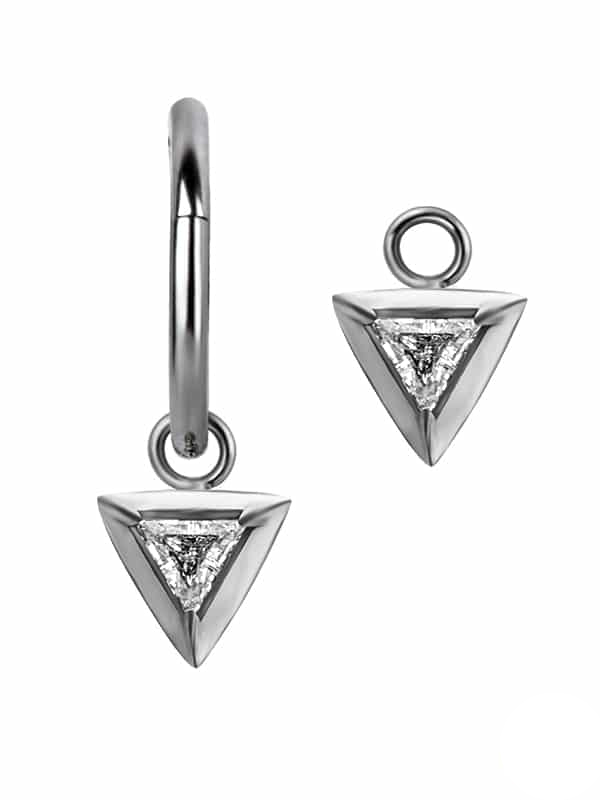 Triangle Gem Charm for Clicker Hoop, Steel