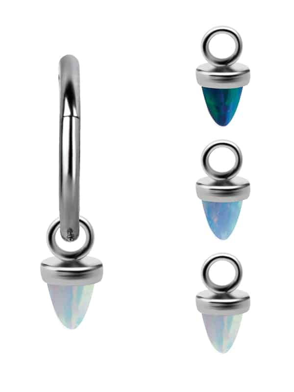 Opal Bullet Charm for Clicker Hoop, Steel