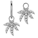 Pave Leaf Charm for Clicker Hoop, Steel