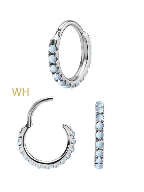 Created Opal Eternity Clicker Earring, Steel