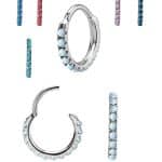 Created Opal Eternity Clicker Earring, Steel