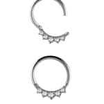 5-Gem Daith Clicker Earring, Steel, 8mm - 10mm