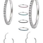 Pave Ring Eternity Clicker Earring, Conch Ring, 16ga, Steel