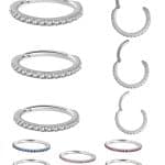 Pave Ring Eternity Clicker Earring, 16ga, Medium, Titanium