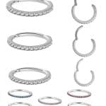 Pave Ring Eternity Clicker Earring, 16ga, Medium, Steel