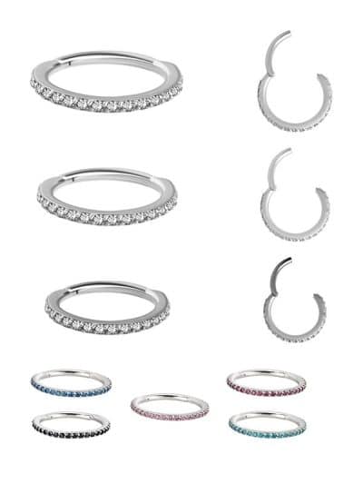 Pave Ring Eternity Clicker Earring, 16g, Small, Titanium