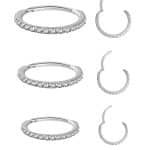 Pave Ring Eternity Clicker Earring, 18ga, Small, Steel