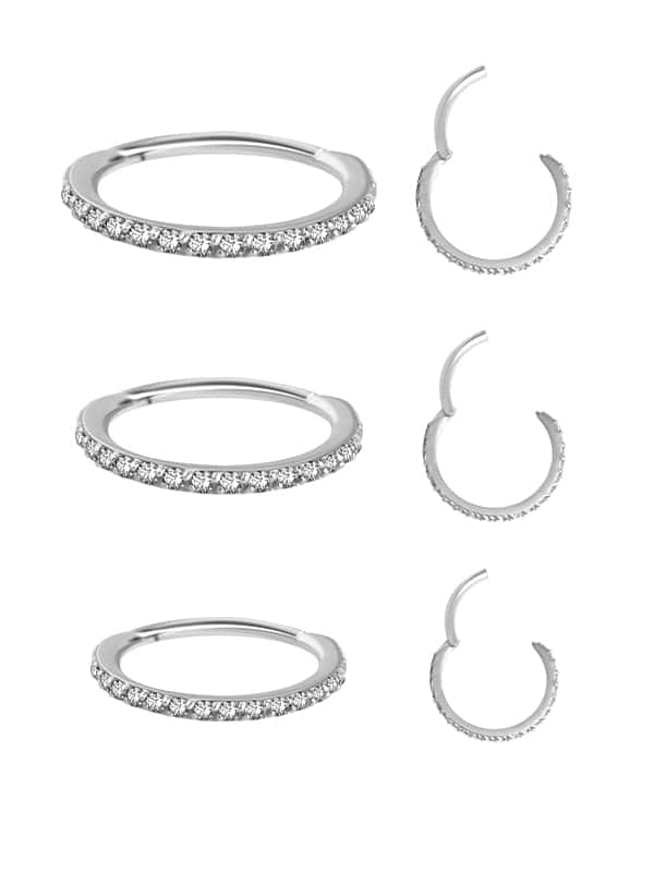 Steel Swarovski® Zirconia Pave Ring Clicker, 18g