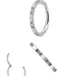 6 Gem Eternity Clicker Earring, Steel