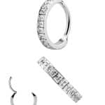Square Gem Eternity Clicker Earring, Steel