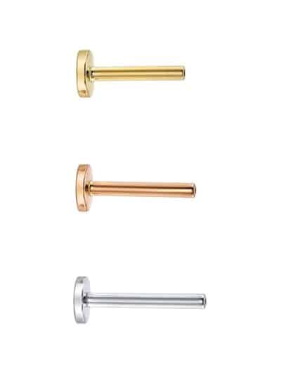 BVLA Push-In Labret Bar, 14k Solid Gold