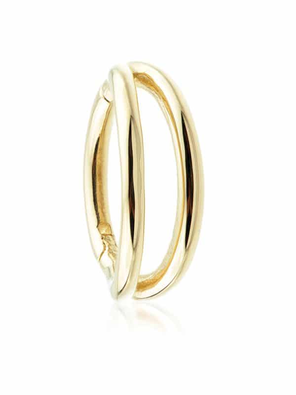 Double Band Clicker Earring, 9k Yellow Gold, 8mm