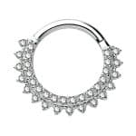 Double Pave Daith Clicker Earring, 14k White Gold, 8mm-10mm