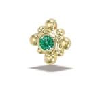 BodyGems Burst Push-In Stud Earring, 14k Yellow Gold, Emerald