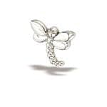 BodyGems Dragonfly Threaded Stud Earring, 14k White Gold