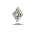 BodyGems Millgrain Kite Threaded Stud Earring, 14k White Gold, White Opal