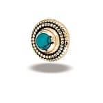 BodyGems Round Millgrain Threaded Stud Earring, 14k Yellow Gold, Turquoise